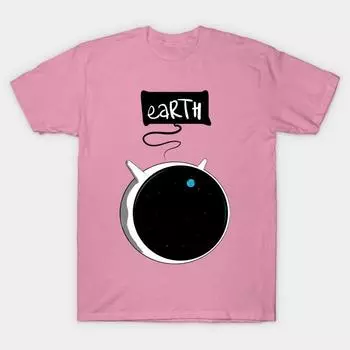 T Shirt Women Space Earth Harajuku Print Kawaii Tshirt Summer Short Sleeve Female T-Shirt Top Tee S розовый