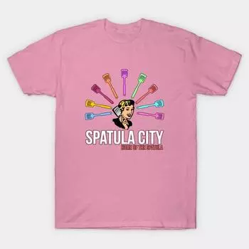 T Shirt Women Spatula City Harajuku Print Kawaii Tshirt Summer Short Sleeve Female T-Shirt Top Tee S