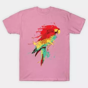 T Shirt Women Splash The Parrot Harajuku Print Kawaii Tshirt Summer Short Sleeve Female T-Shirt Top Tee S розовый