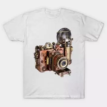T Shirt Women Steampunk Vintage Antique Camera Men Women Kids Harajuku Print Kawaii Tshirt Summer Short Sleeve Female T-Shirt Top Tee S розовый