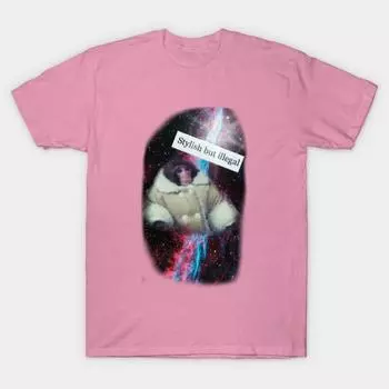 T Shirt Women Stylish But Illegal Harajuku Print Kawaii Tshirt Summer Short Sleeve Female T-Shirt Top Tee S розовый