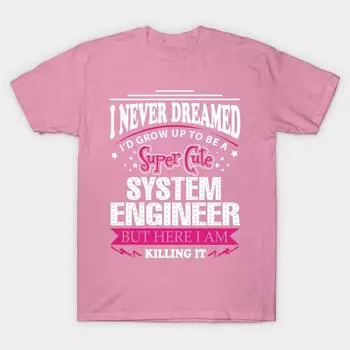 T Shirt Women System Engineer Harajuku Print Kawaii Tshirt Summer Short Sleeve Female T-Shirt Top Tee S розовый