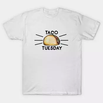 T Shirt Women Taco Tuesday Harajuku Print Kawaii Tshirt Summer Short Sleeve Female T-Shirt Top Tee S белый