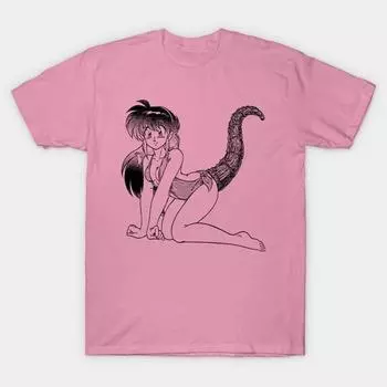 T Shirt Women Tail Harajuku Print Kawaii Tshirt Summer Short Sleeve Female T-Shirt Top Tee S розовый