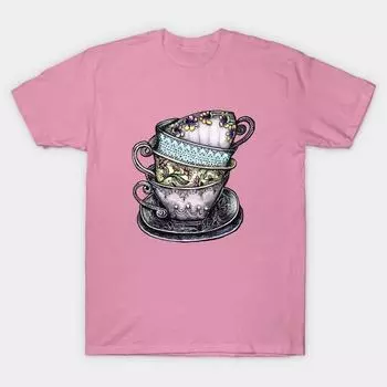 T Shirt Women Teacups Harajuku Print Kawaii Tshirt Summer Short Sleeve Female T-Shirt Top Tee S