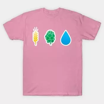 T Shirt Women The Basic Ingredients Of Beer Harajuku Print Kawaii Tshirt Summer Short Sleeve Female T-Shirt Top Tee S розовый