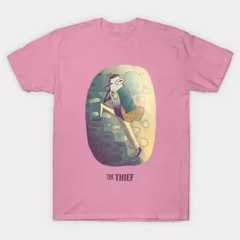 T Shirt Women The Theif Harajuku Print Kawaii Tshirt Summer Short Sleeve Female T-Shirt Top Tee S розовый