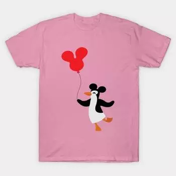 T Shirt Women Theme Park Penguin Harajuku Print Kawaii Tshirt Summer Short Sleeve Female T-Shirt Top Tee S розовый