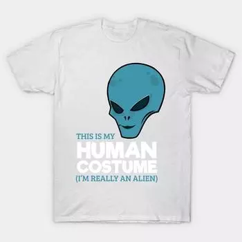 T Shirt Women This Is My Human Costume Im Really An Alien Harajuku Print Kawaii Tshirt Summer Short Sleeve Female T-Shirt Top Tee S розовый
