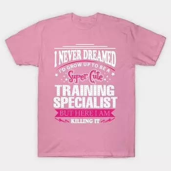 T Shirt Women Training Specialist Harajuku Print Kawaii Tshirt Summer Short Sleeve Female T-Shirt Top Tee S розовый