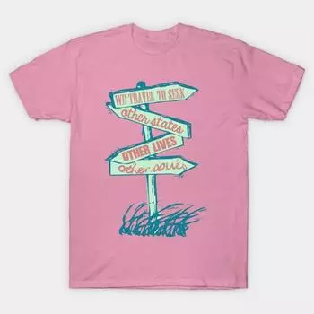 T Shirt Women Travel To Seek Harajuku Print Kawaii Tshirt Summer Short Sleeve Female T-Shirt Top Tee S розовый