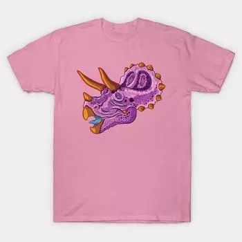 T Shirt Women Triceratops Grape Harajuku Print Kawaii Tshirt Summer Short Sleeve Female T-Shirt Top Tee S розовый