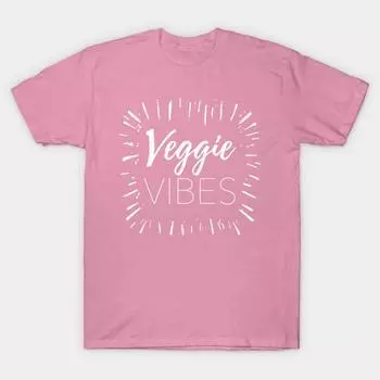 T Shirt Women Veggie Vibes Harajuku Print Kawaii Tshirt Summer Short Sleeve Female T-Shirt Top Tee S розовый