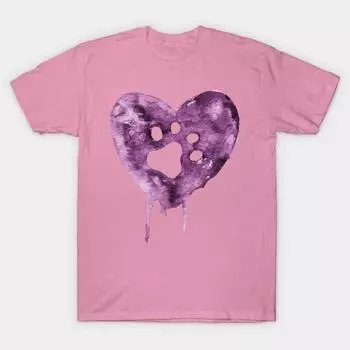 T Shirt Women Watercolor Heart Purple Harajuku Print Kawaii Tshirt Summer Short Sleeve Female T-Shirt Top Tee S розовый