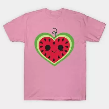 T Shirt Women Watermelon Love Harajuku Print Kawaii Tshirt Summer Short Sleeve Female T-Shirt Top Tee S