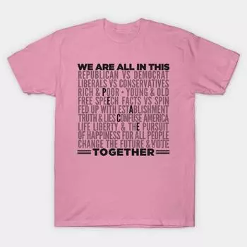 T Shirt Women We Are All In This Together Peace Harajuku Print Kawaii Tshirt Summer Short Sleeve Female T-Shirt Top Tee S розовый