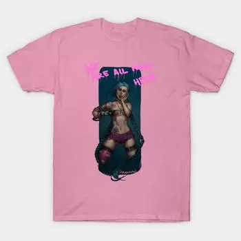 T Shirt Women We Are All Mad Here Harajuku Print Kawaii Tshirt Summer Short Sleeve Female T-Shirt Top Tee S розовый