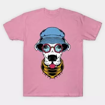 T Shirt Women White Dog With Hat Harajuku Print Kawaii Tshirt Summer Short Sleeve Female T-Shirt Top Tee S розовый