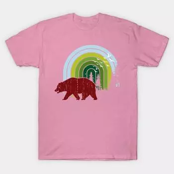 T Shirt Women Wild Bear Harajuku Print Kawaii Tshirt Summer Short Sleeve Female T-Shirt Top Tee S розовый