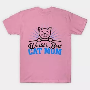 T Shirt Women Worlds Best Cat Mom Harajuku Print Kawaii Tshirt Summer Short Sleeve Female T-Shirt Top Tee S розовый