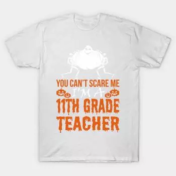 T Shirt Women You Cant Scare 11Th Grade Teacher Ghost Halloween Harajuku Print Kawaii Tshirt Summer Short Sleeve Female T-Shirt Top Tee S розовый