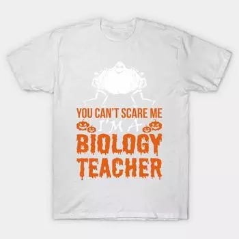 T Shirt Women You Cant Scare Biology Teacher Ghost Halloween Harajuku Print Kawaii Tshirt Summer Short Sleeve Female T-Shirt Top Tee S розовый