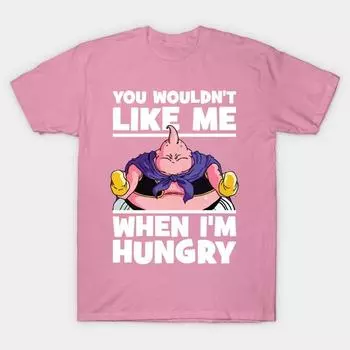 T Shirt Women You Wouldnt Like Me When Im Hungry Majin Buu Harajuku Print Kawaii Tshirt Summer Short Sleeve Female T-Shirt Top Tee S розовый