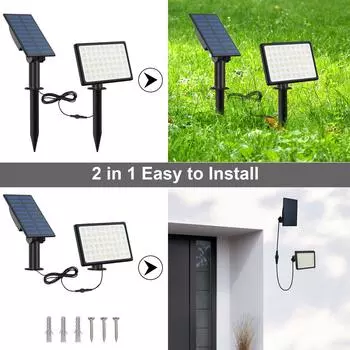 T-SUN 1-2PCS 54LED Solar Power Light Energy Saving Solar Garden Light Outdoor 3000K/6000K Solar Spotlight IP65 Solar Lamp warm white