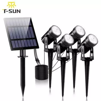 T-SUN 3000k/6000k Солнечный светильник IP65 Водонепроницаемый Солнечный Садовый Светильник Уличный Солнечный Прожектор Супер Яркий Регулируемый Газонный Светильник Cold White