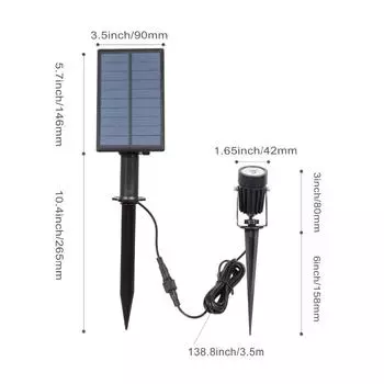 T-SUN LED Landscape Solar Spotlights Водонепроницаемые уличные солнечные светильники Автоматическое включение/выключение настенных солнечных светильников для садовой подъездной дорожки