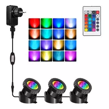 T-SUN погружной RGB светильник с дистанционным управлением, вилка европейского/американского/британского стандарта, подводный светильник, уличная ваза, чаша, садовый аквариум, украшение, лампа для газона EU PLUG