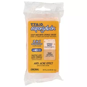 T. Taio Soap Bar with Sponge, Salicylic Acid Acne Formula, Original, 120g (4.2oz)