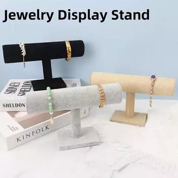 T-Type Jewelry Display Stand Necklace Bracelet Chain Holder Single Tier Velvet Organizer Watch Rack for Multifunctional Storage