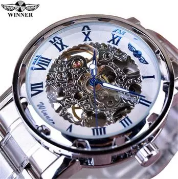 T-Winner Мужские римские винтажные цифровые механические часы с полым корпусом
