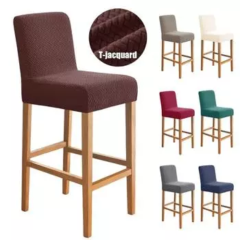 Т-жаккардовые эластичные чехлы на стулья с короткой спинкой, эластичные чехлы на барные стулья для кафе, дома, против грязи, против царапин, чехлы на сиденья размера S 1 piece