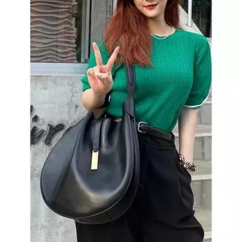 Та же большая вместительная сумка-седло из матовой коровьей кожи в стиле ретро от Zheng Xiujing, контрастная кожаная сумка на одно плечо через подмышку, женская сумка-тоут 38-3-29cm коричневый