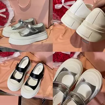 Та же невидимая стелька, увеличивающая рост 6 см, большая головка, липучка, маффин, маленькие кожаные туфли, туфли-лодочки с круглым носком, туфли Мэри Джейн 34 чёрный