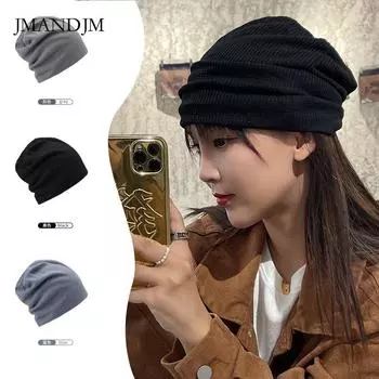 Та же самая шапка для укладки, тонкая парная вязаная шапка, женская сумка-головной убор, женская холодная шапка Hat circumference (54-60cm).