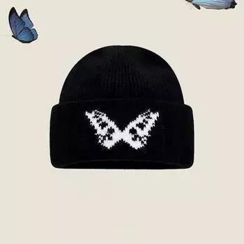 Та же вязаная шапка-бабочка Dong Jie для детей, осень-зима 2024, новая большая версия, теплая свободная шапка из шерсти M56-58cm
