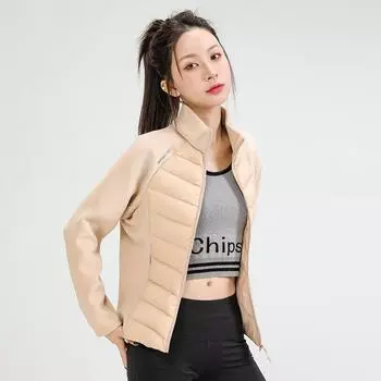 Та же зима, новый модный брендовый новый национальный стандарт 90 утиный пух спортивный уличный стоячий воротник пуховик женский короткий легкий и тонкий M розовый