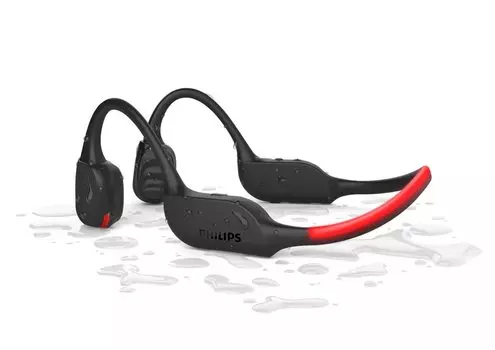 TAA7607 Беспроводные наушники Bluetooth с костной проводимостью и светодиодной подсветкой, гарнитура, черный микрофон с искусственным интеллектом, микрофон с костной проводимостью, класс защиты IP66, водонепроницаемый и чёрный