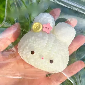 Taba Squishy Cute Knitted Rabbit Head Animal Cartoon Soft Sticky Rice Ball Bunny Girl Kawaii Birthday Gift Fidgeting Kids Toys