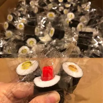 Taba Squishy Simulated Food Play Sushi Fish Bamboo Wheel Soft Extrusion Ball Fingertip Toys TPR Kids Pendant Girl Birthday Gifts
