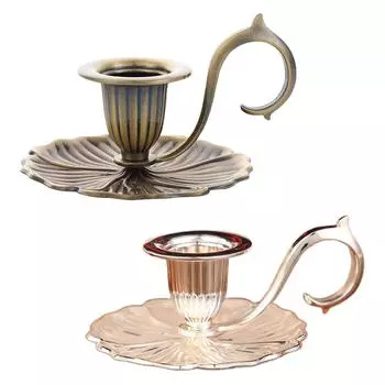 Table Candlelight Stand Pillar Candlestick Retro Handheld Candlestick Holder for Halloween Dining Room Home Holiday Table бронзовый