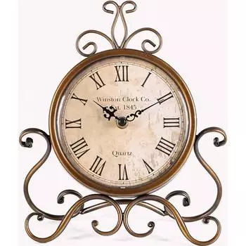 Table Clock Antique Style 10 in dial 6 in Desk Clock Art Unique for Home Office Decor Iron Metal Glass Colour (Antique) (Antiquee) 10 INCH