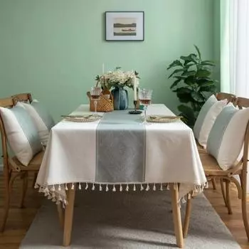 Table Cloth Japanese Style Imitation Cotton and Linen Diamond Jacquard Tablecloth Dining Table Cloth Rectangular 100x140cm