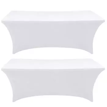Table Covers, 2 Pack 4FT Black Table Cover Fitted, Spandex Table Cloth for 4 Foot Tables, Rectangle Table (48L x 30W x 30 1PC 4FT белый