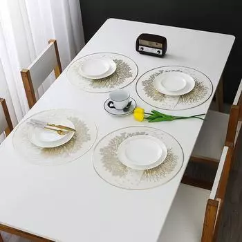 Table Mat PVC Hot Stamping Insulation Anti Scalding Tableware Decoration Vase Mat Waterproof Tree 38cm;2PCS