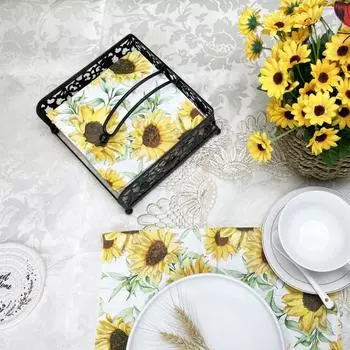 Держатель для салфеток на стол с ветрозащитным утяжеленным держателем, полым дизайном, фруктовым декором, большой вместимостью, для обедов на открытом воздухе, плоский диспенсер для салфеток для кухни чёрный