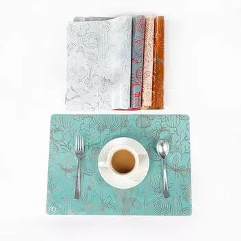 Подставка под приборы на стол, двухсторонняя, бронзовая, с рисунком для посудомоечной машины, маслостойкая, противоожоговая, водонепроницаемая, прямоугольная, из ПВХ, безопасная для столовой коричневый